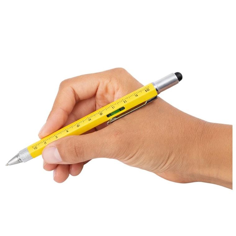Lean Toys, długopis wielofunkcyjny 8w1, poziomica latarka LED śrubokręt, żółty