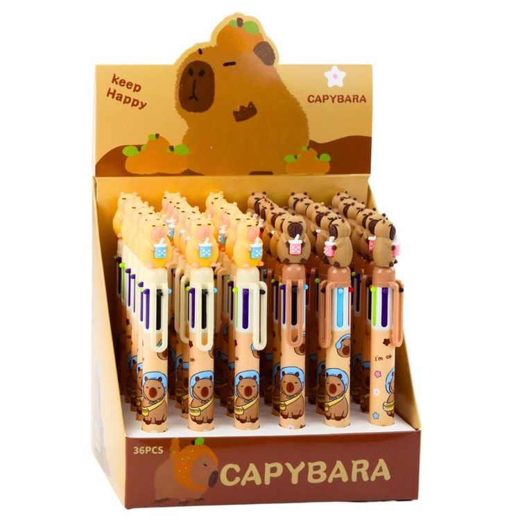 Lean Toys, długopis wielokolorowy, kapibara z kubkiem, 0.7 mm, 1 szt.