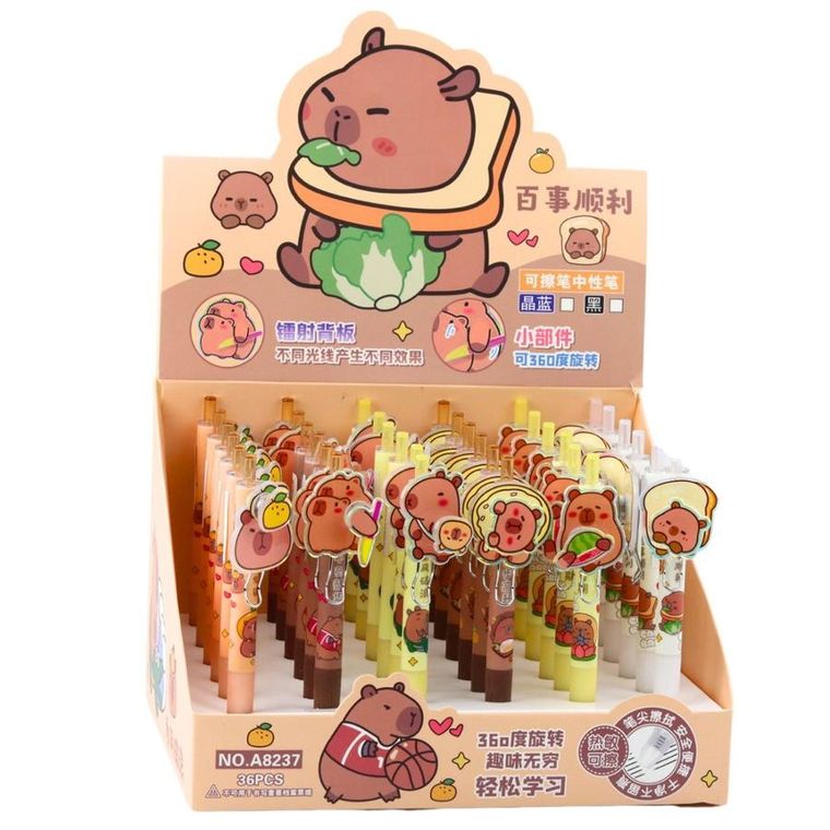 Lean Toys, długopis żelowy, kapibara, niebieski, 14,5 cm, 1 szt.