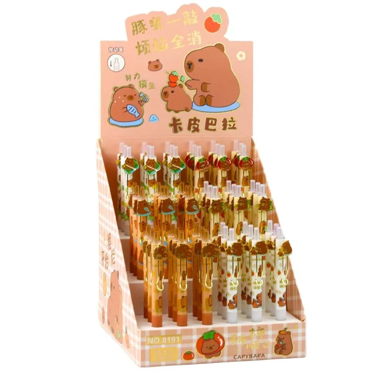 Lean Toys, długopis żelowy, kapibara, niebieski tusz, 14 cm, 1 szt.