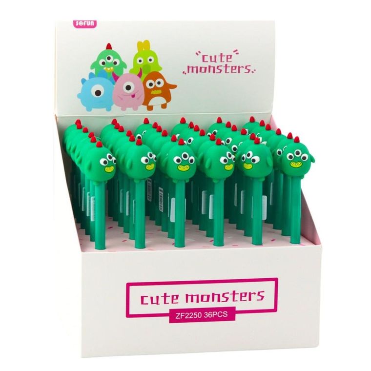 Lean Toys, długopis żelowy, zielony stworek, niebieski, 17 cm, 0.5 mm, 1 szt.