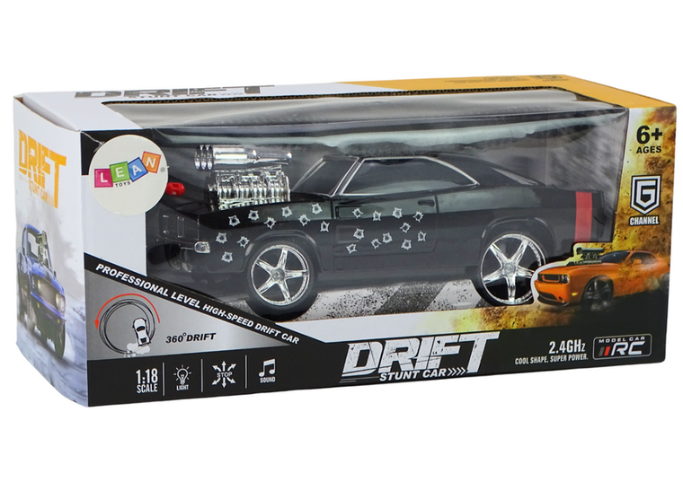 Lean Toys, Drift, pojazd zdalnie sterowany, czarny, 1:18