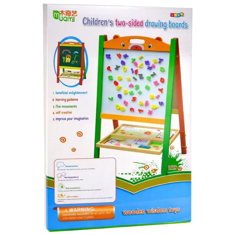 Lean Toys, dwustronna tablica edukacyjna 2w1, magnetyczna i kredowa