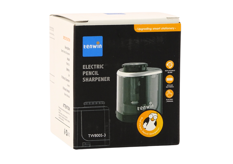 Lean Toys, elektryczna strugaczka, temperówka, czarna