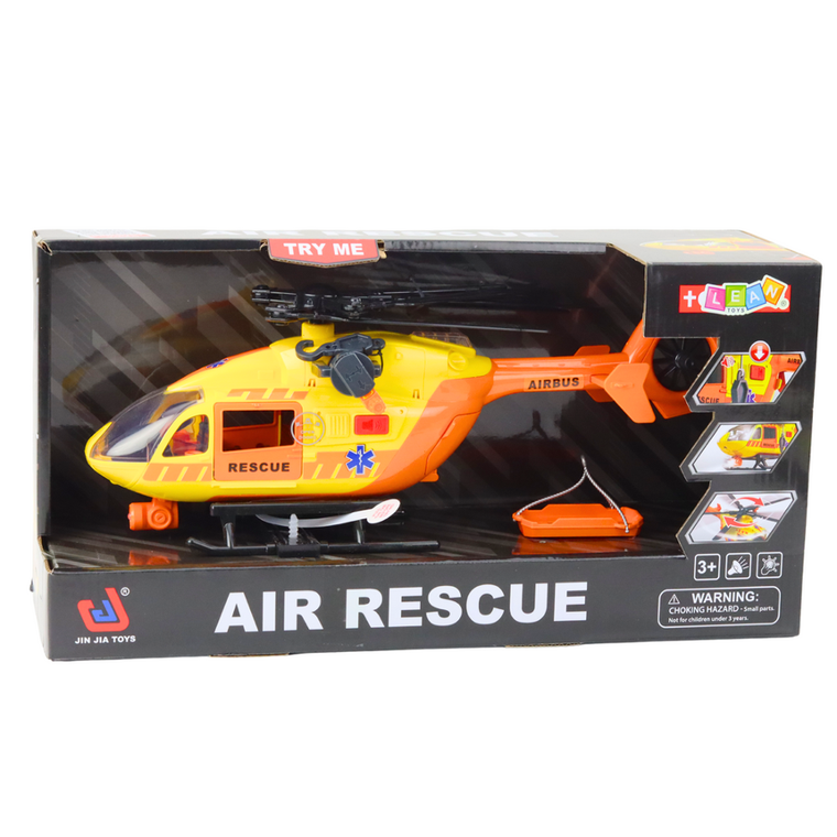 Lean Toys, helikopter ratunkowy, pojazd interaktywny, pomarańczowy, 1:12