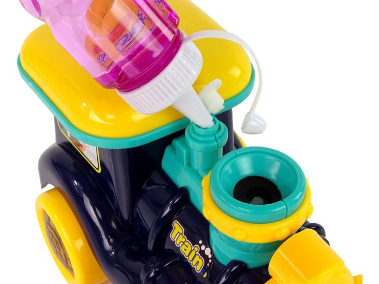 Lean Toys, interaktywna lokomotywa na bańki mydlane, niebieska