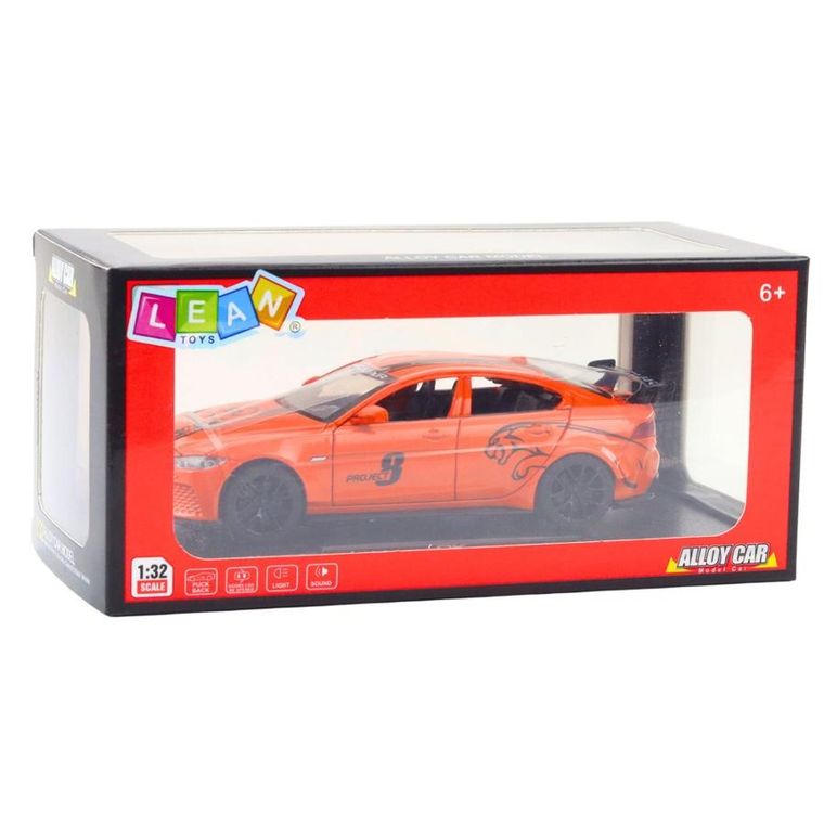 Lean Toys, jaguar, interaktywny pojazd metalowy, pomarańczowy