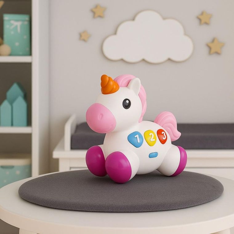 Lean Toys, jednorożec, pojazd z grzechotką, interaktywny