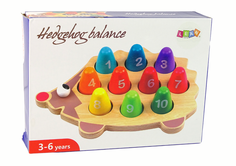 Lean Toys, jeż, drewniana zabawka edukacyjna, 10 pionków