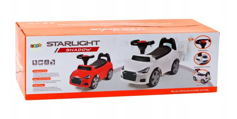 Lean Toys, jeździk z oparciem i klaksonem, biały