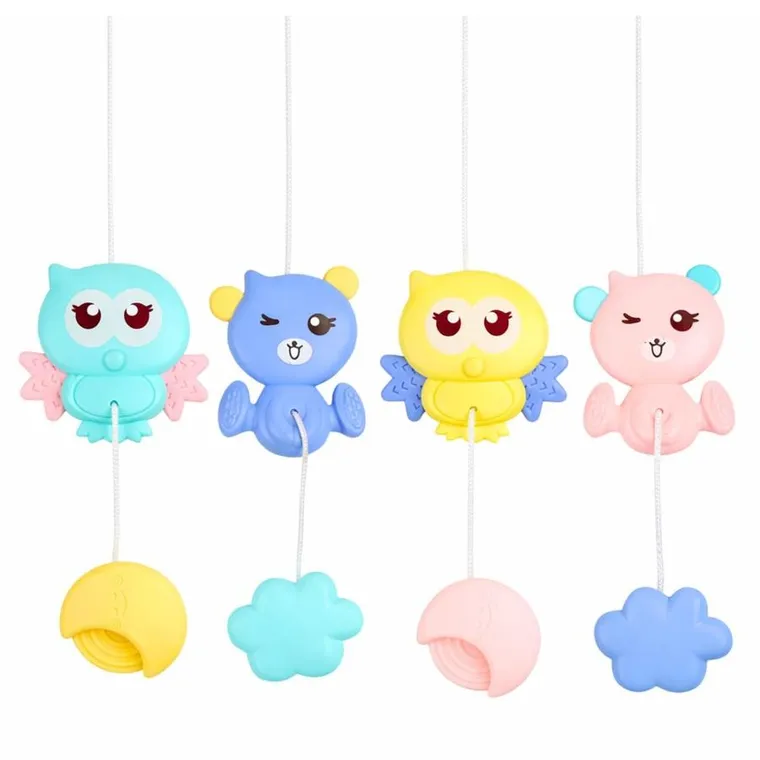 Lean Toys, karuzela do łóżeczka z projektorem, 2w1, różowa