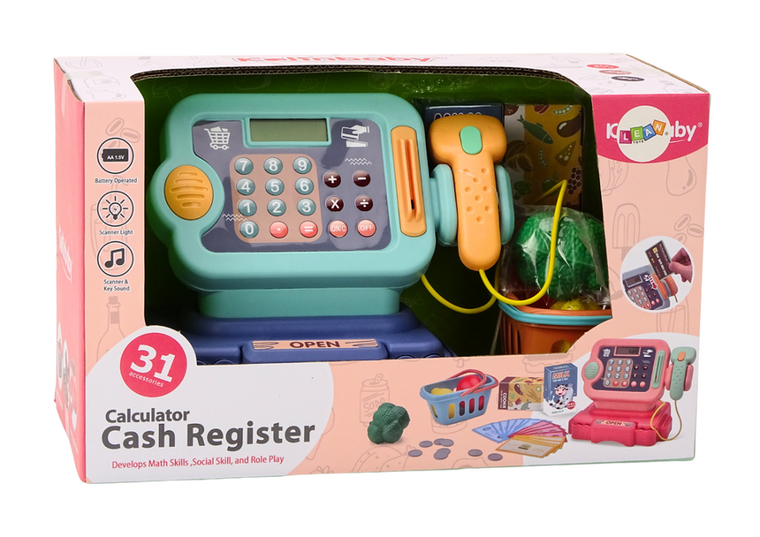 Lean Toys, kasa sklapowa z akcesoriami, niebieska