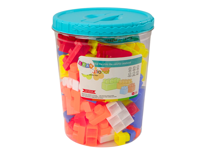 Lean Toys, klocki duże w wiaderku, 160 elementów