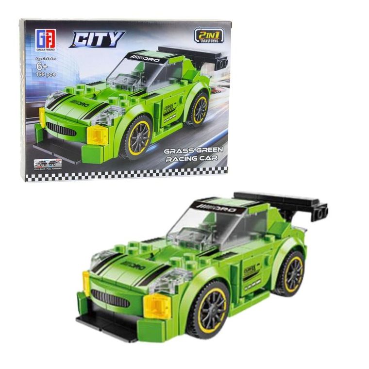 Lean Toys, klocki konstrukcyjne, 2w1 Auto Robot Napęd Pull-Back, 194-216 elementów, 1 szt.