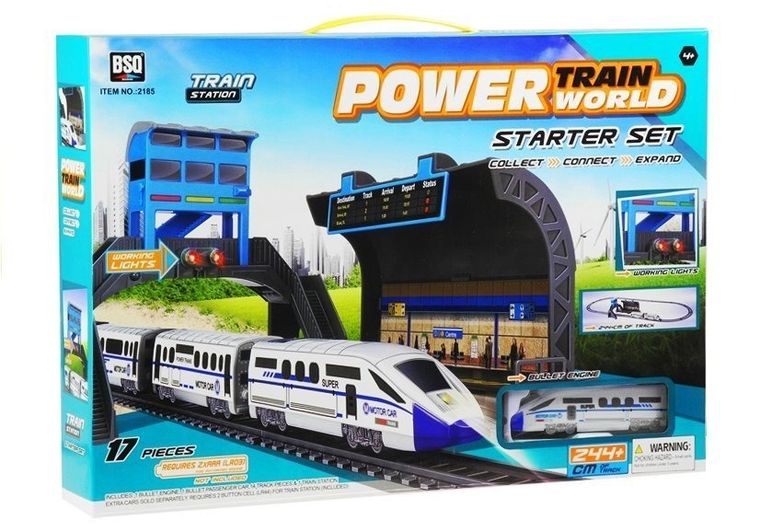 Lean Toys, kolejka elektroniczna z dworzcem, 244 cm