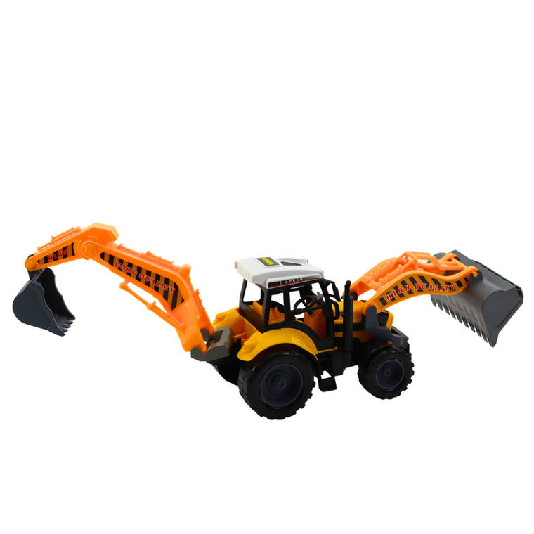 Lean Toys, Koparko Ładowarka, pojazd budowlany, żółty