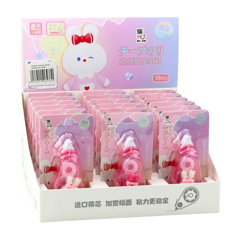 Lean Toys, korektor w taśmie myszka, różowy, 8mmx6m mix