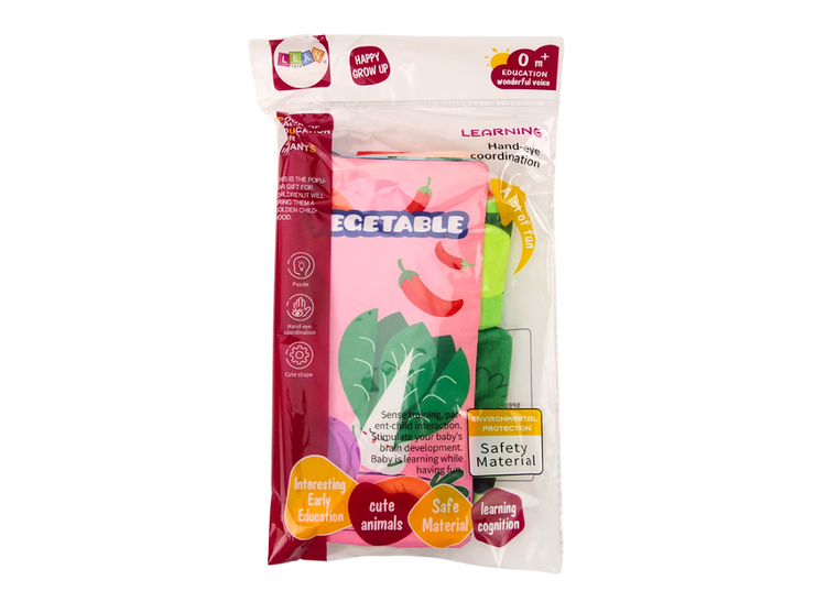 Lean Toys, książeczka miękka, warzywa, szeleszcząca