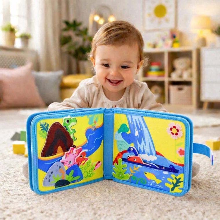 Lean Toys, książeczka sensoryczna 3D, filcowa, dinozaury