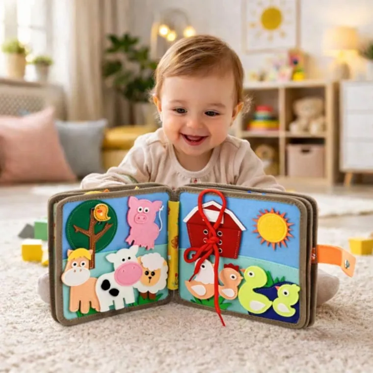 Lean Toys, książeczka sensoryczna 3D, filcowa, zwierzęta