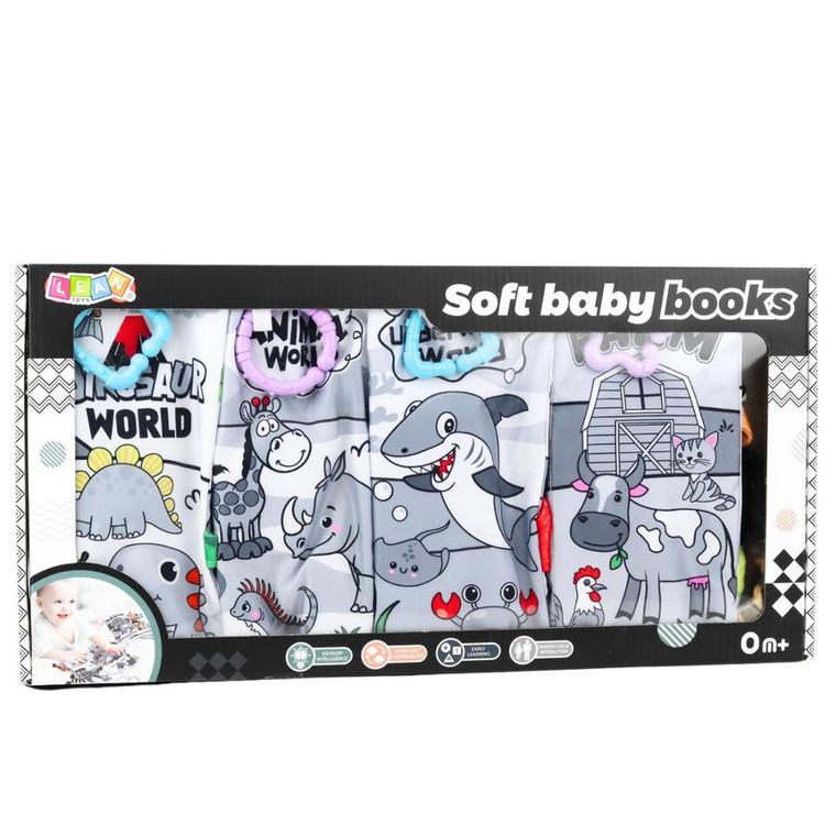 Lean Toys, książeczki miękkie sensoryczne dla malucha, 4 szt.