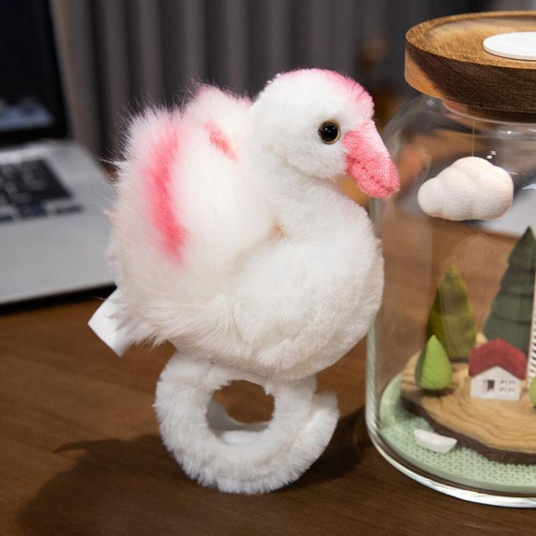 Lean Toys, łabędź, pluszowa opaska na rękę, biała