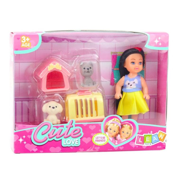 Lean Toys, laleczka w sukience z pieskiem
