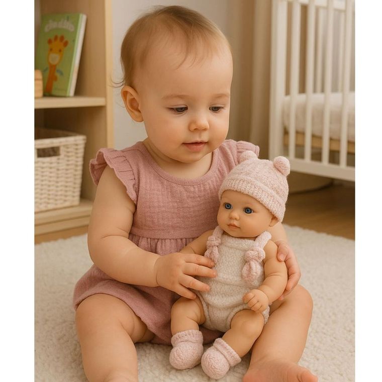 Lean Toys, lalka bobas, różowe ubranko, 18 cm