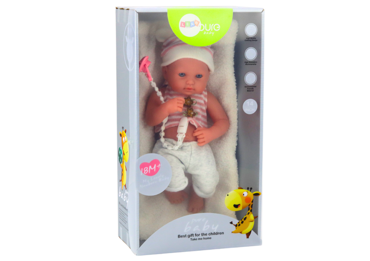 Lean Toys, lalka bobas w czapce, biało-różowa