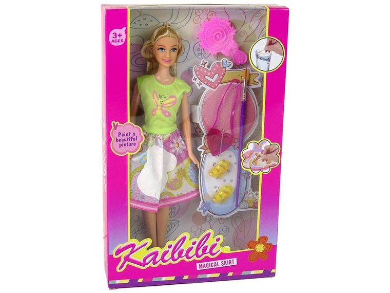 Lean Toys, lalka w sukience do pomalowania, zestaw z akcesoriami