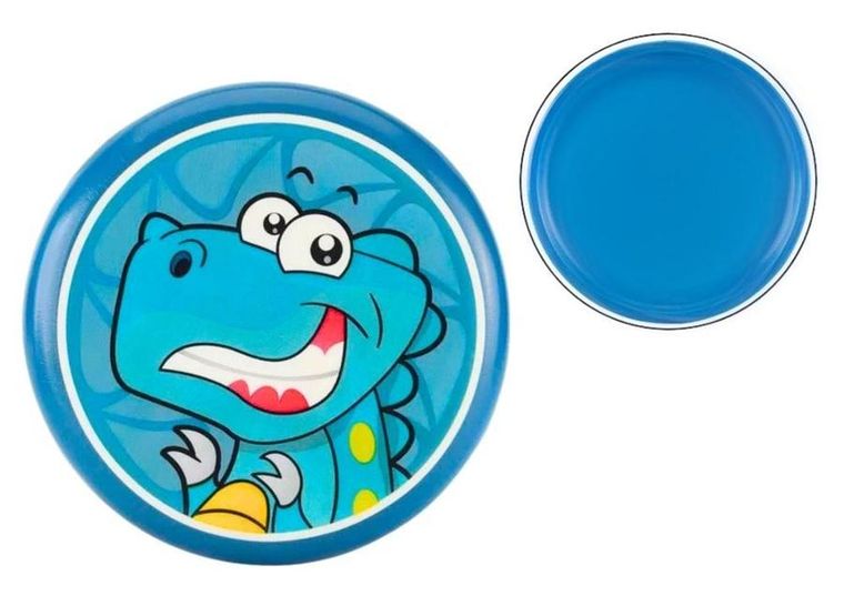 Lean Toys, latający dysk frisbee, niebieski z dinozaurem, 20 cm