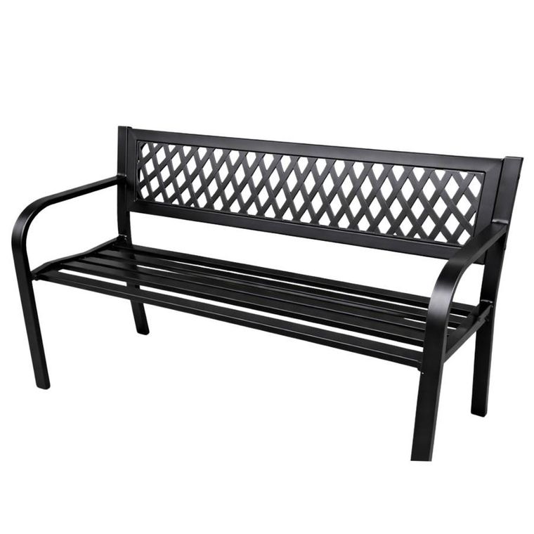 Lean Toys, ławka ogrodowa, metalowa, czarna, 120 cm