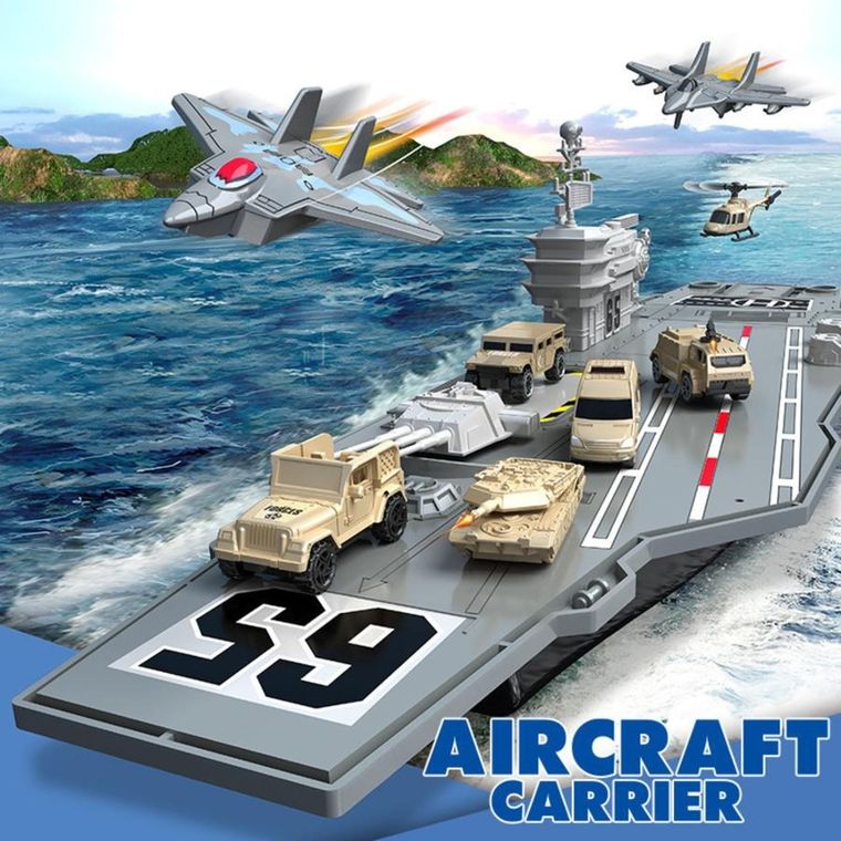Lean Toys, lotniskowiec wojskowy z samolotami i pojazdami