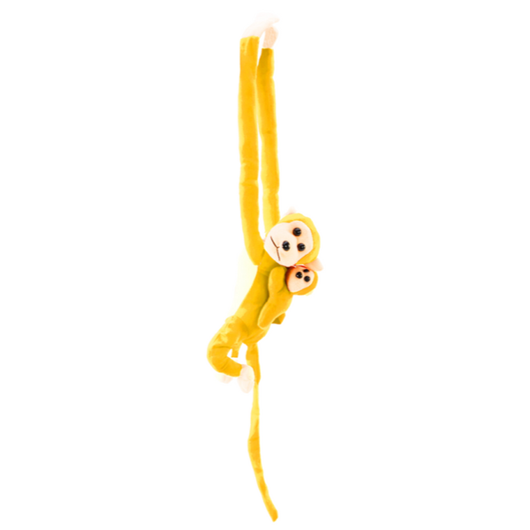 Lean Toys, małpka z dzieckiem, maskotka, żółta, 90 cm