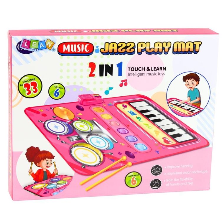 Lean Toys, mata muzyczna, interaktywna perkusja, pianinko, 2w1