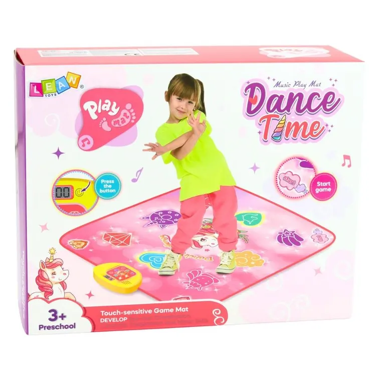 Lean Toys, mata taneczna, Bluetooth, jednorożec, 83-80 cm