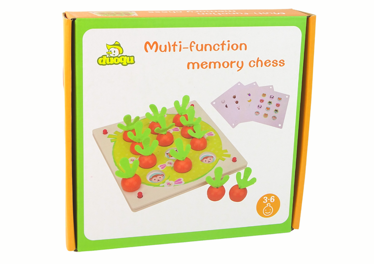 Lean Toys, Memory, drewniana układanka, marchewki