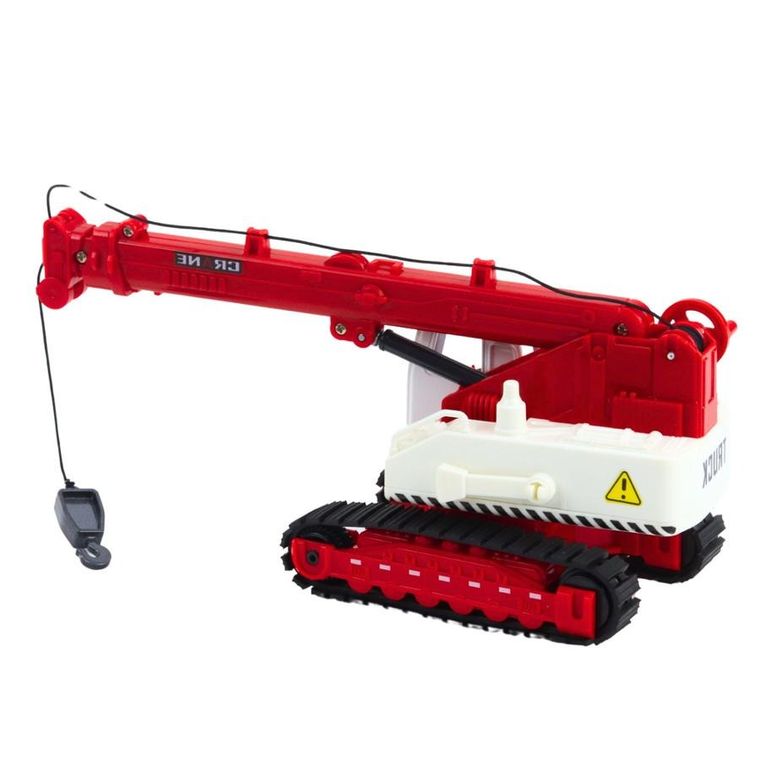 Lean Toys, metalowy dźwig gąsienicowy, interaktywny pojazd budowlany