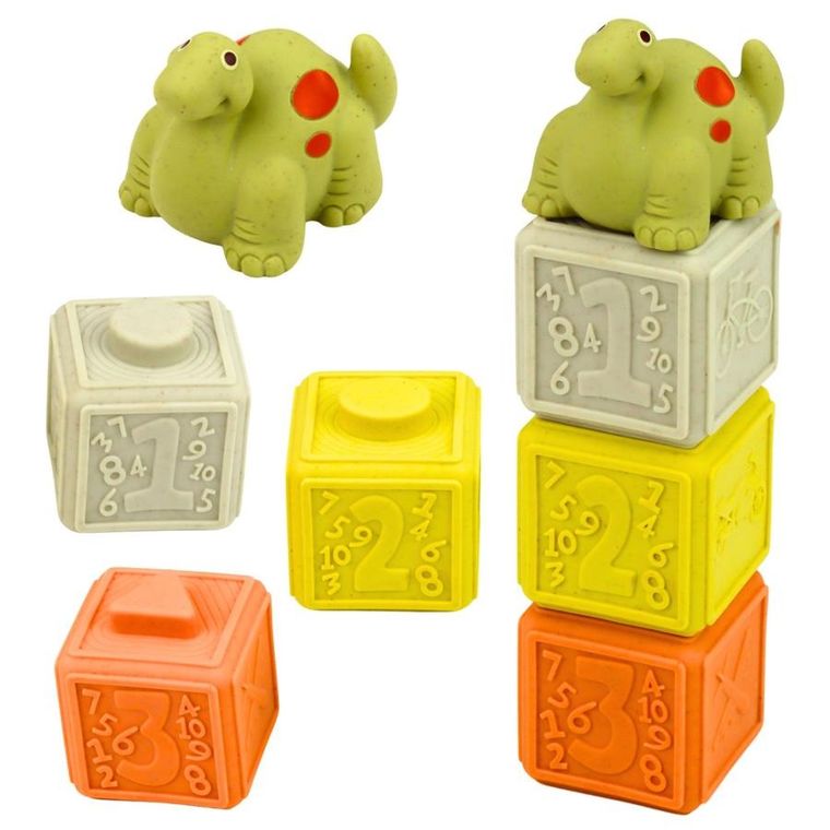 Lean Toys, miękkie klocki edukacyjne, gumowe, dinozaury, 14 elementów