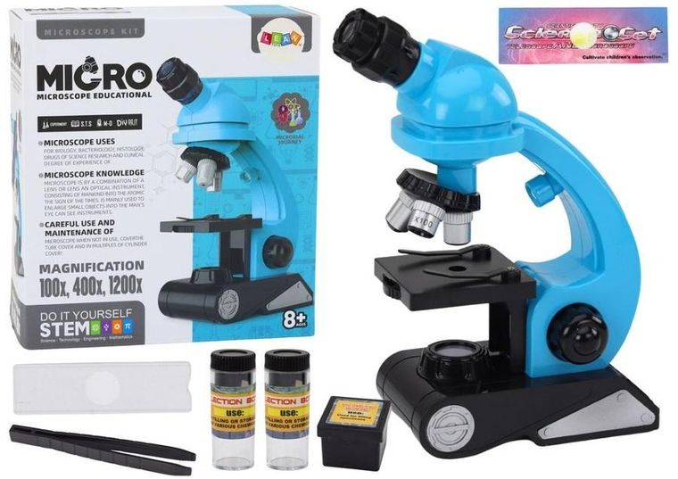Lean Toys, mikroskop, zestaw edukacyjny, niebieski
