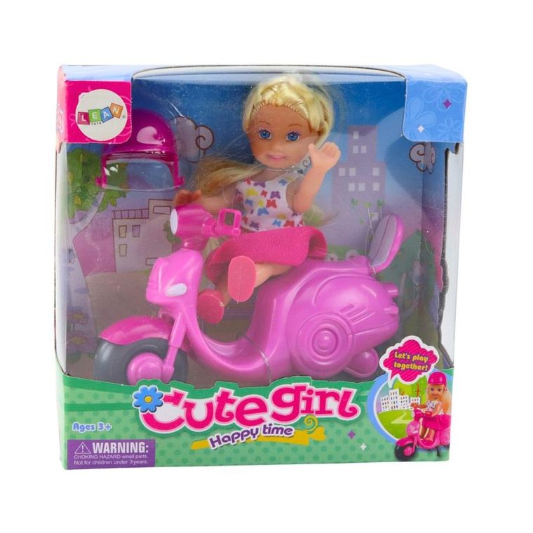 Lean Toys, mini lalka na skuterze, 14 cm