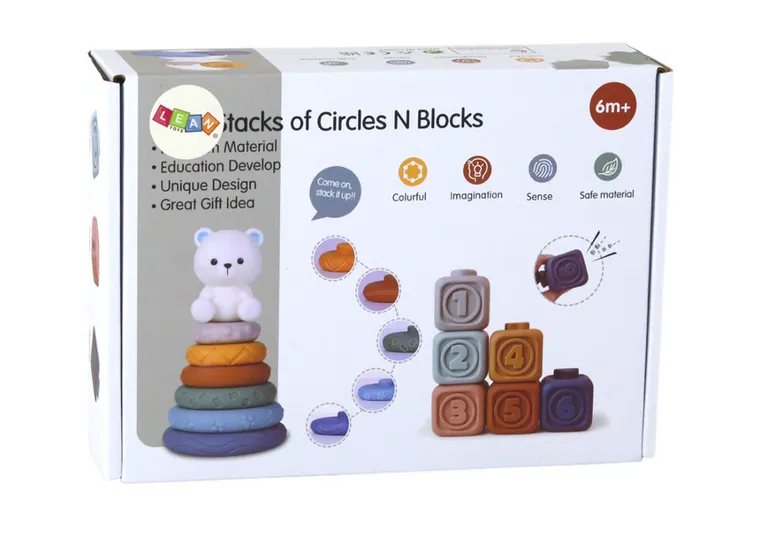 Lean Toys, miś, piramidka miękkie klocki