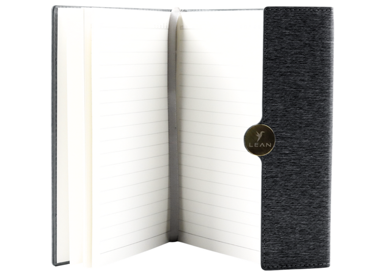 Lean Toys, notes biurowy na magnes, A5, linie, czarny, 1 szt.