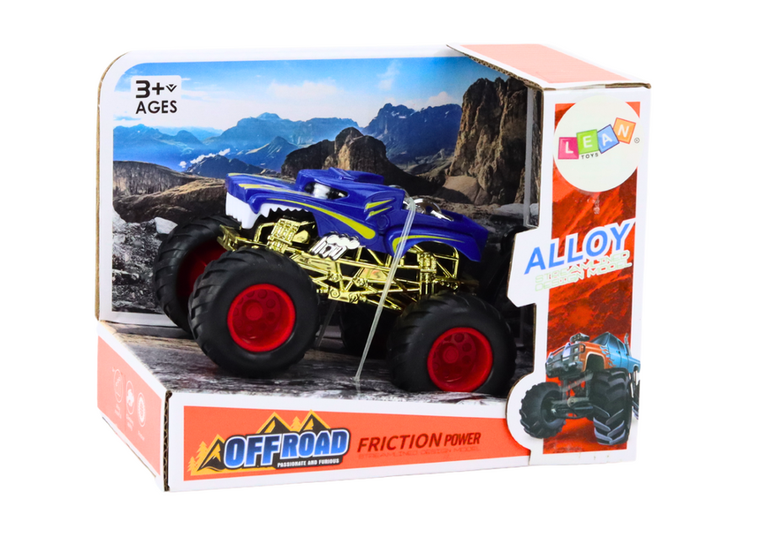 Lean Toys, Offroad, terenówka z gumowymi kołami, pojazd, niebieski
