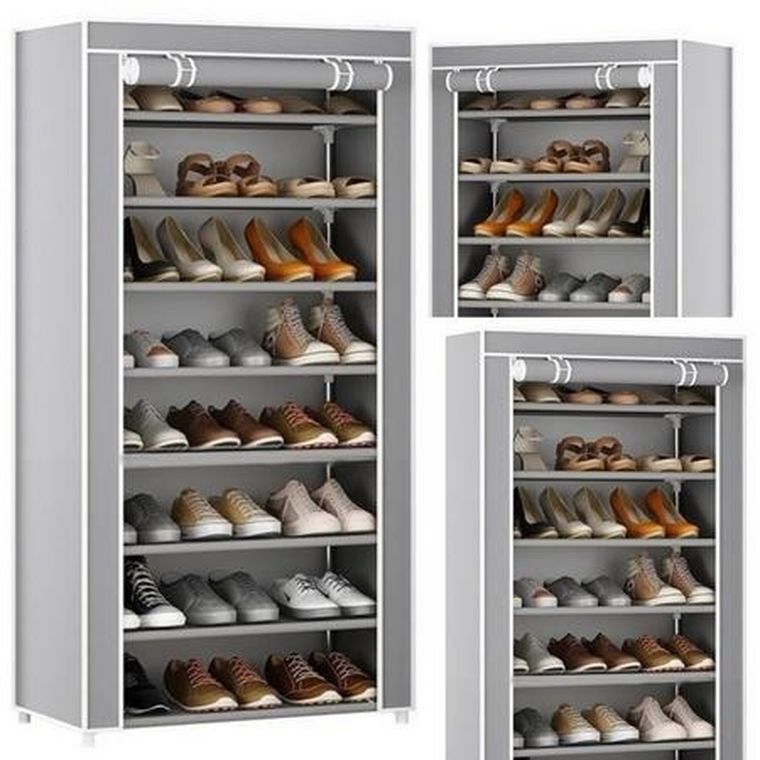 Lean Toys, organizer 8-poziomowy na buty, szara osłona