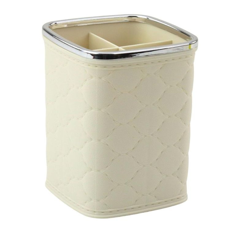 Lean Toys, organizer pojemnik na pędzle, 4 przegrody, biały, 12-9,5 cm