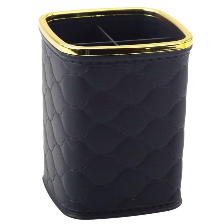 Lean Toys, organizer pojemnik na pędzle, 4 przegrody czarny, 12-9,5 cm