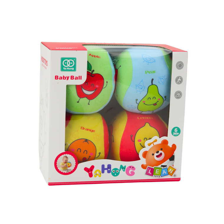 Lean Toys, owoce, miękkie piłeczki, 4 szt.