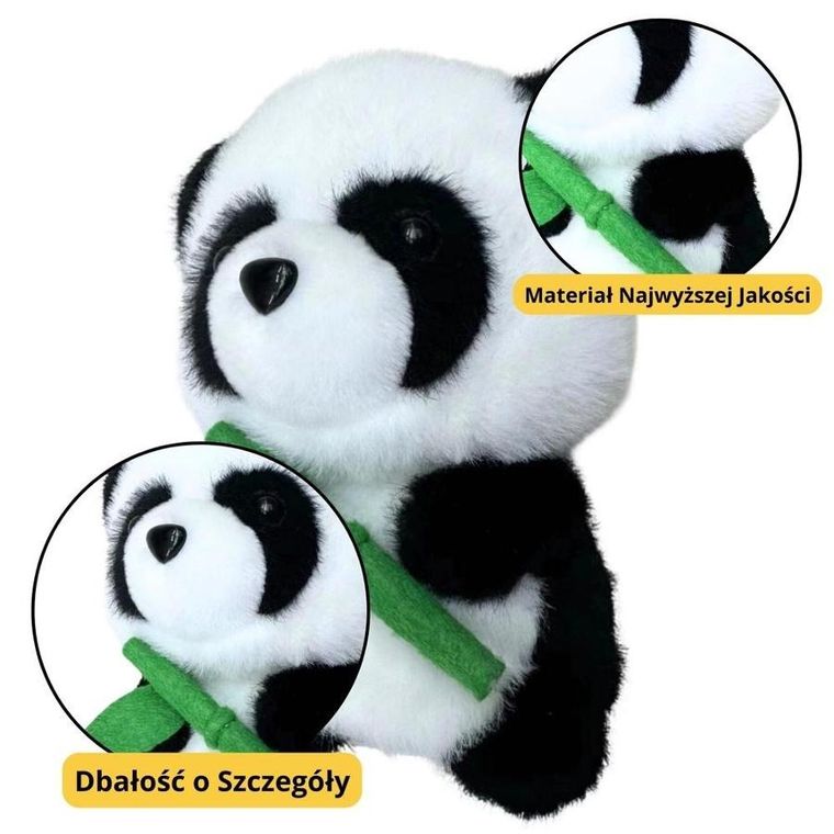 Lean Toys, Panda z bambusem, maskotka, 18 cm
