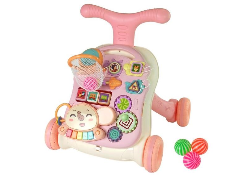 Lean Toys, pchacz, stolik edukacyjny, interaktywny, 2w1, różowy